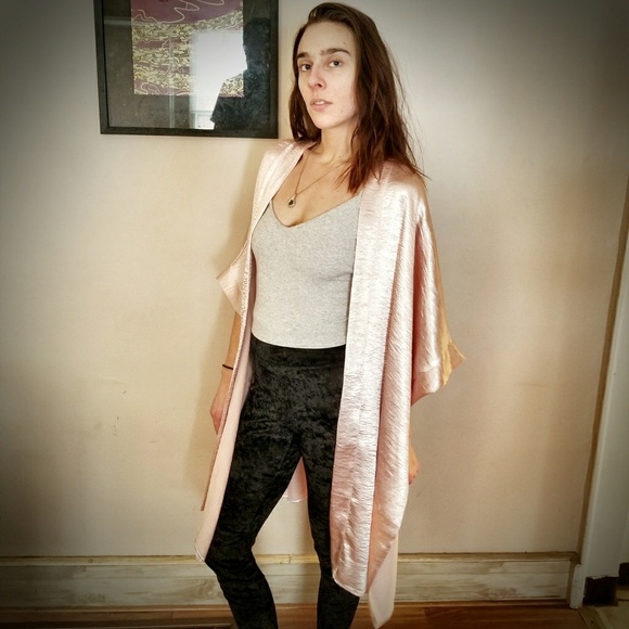 Forever 21 Sweaters - Forever21 Pink Faux Silk Duster
